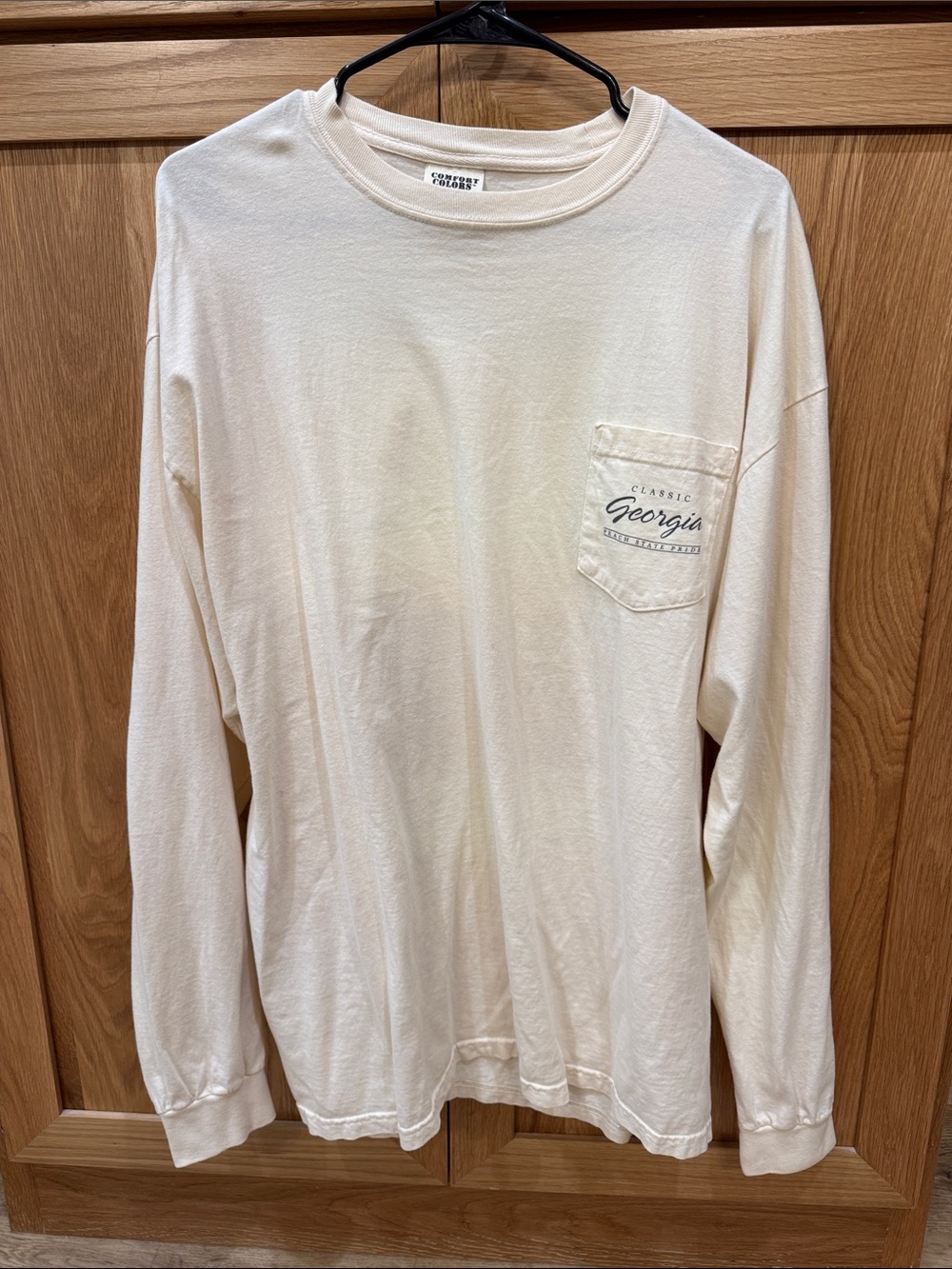 Classic Georgia Pocket Long Sleeve Tee - Cream
